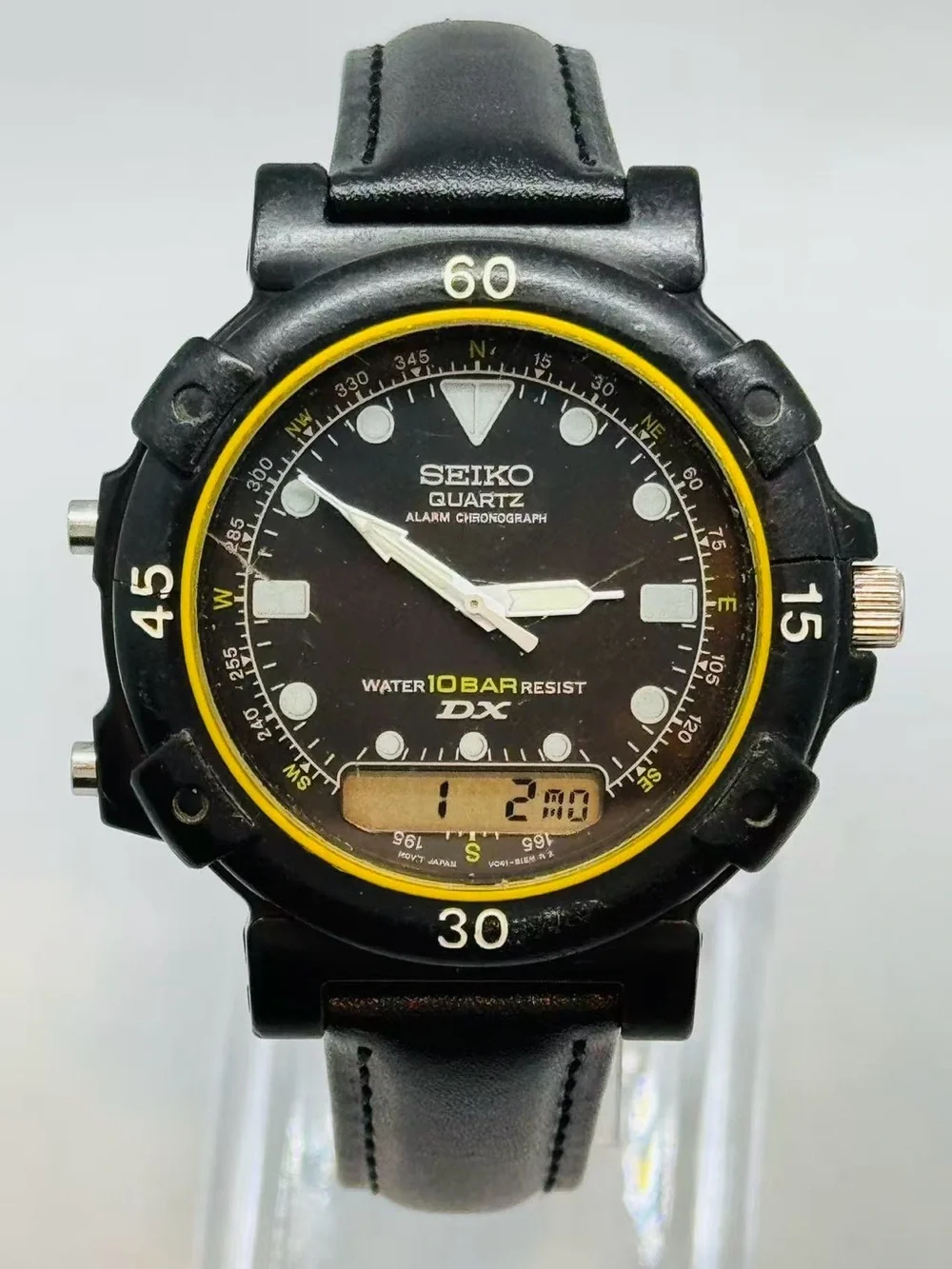 Vintage Seiko Quartz Alarm Chronograph Men’s Watch 39mm New Battery Works